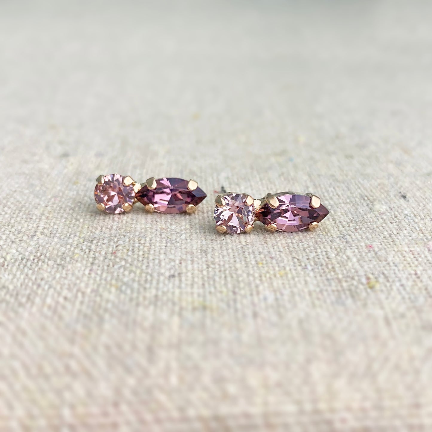 Doubled Up Diamante Marquise Bar Post Earrings