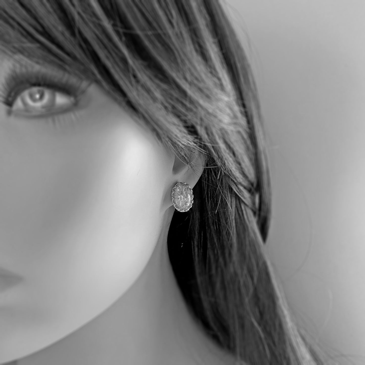 Mexican Opal Crown Post Earrings • Medium Oval