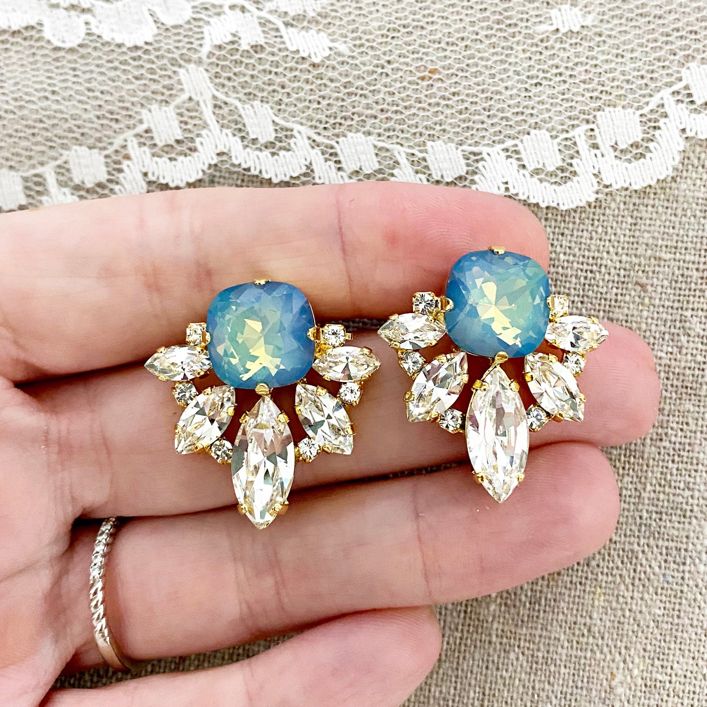Grace Cushion Cluster Post Earrings