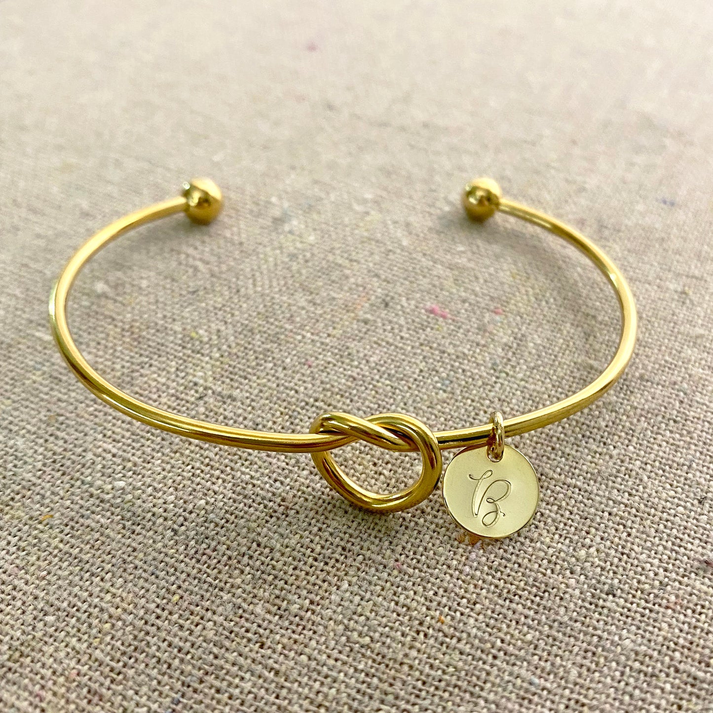 Heart Knot Initial Cuff Bracelet