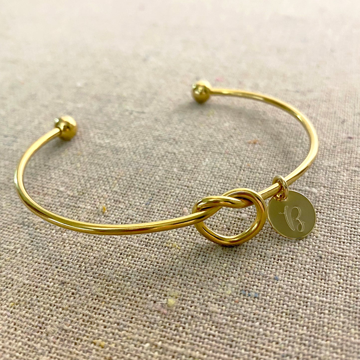 Heart Knot Initial Cuff Bracelet