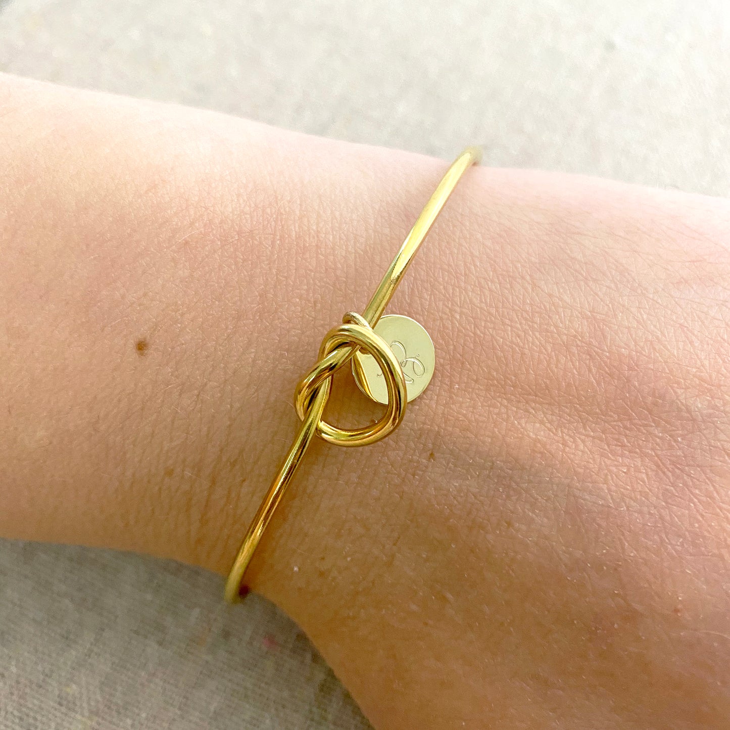 Heart Knot Initial Cuff Bracelet