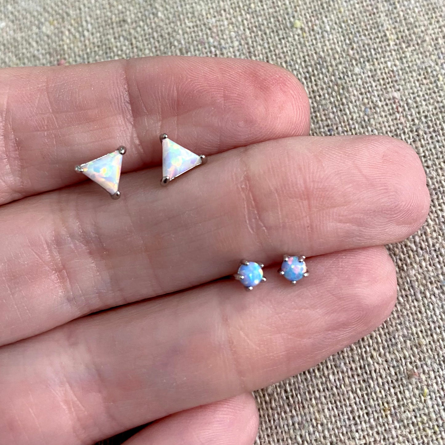 La Petite Posts • Blue Opal • Rhodium