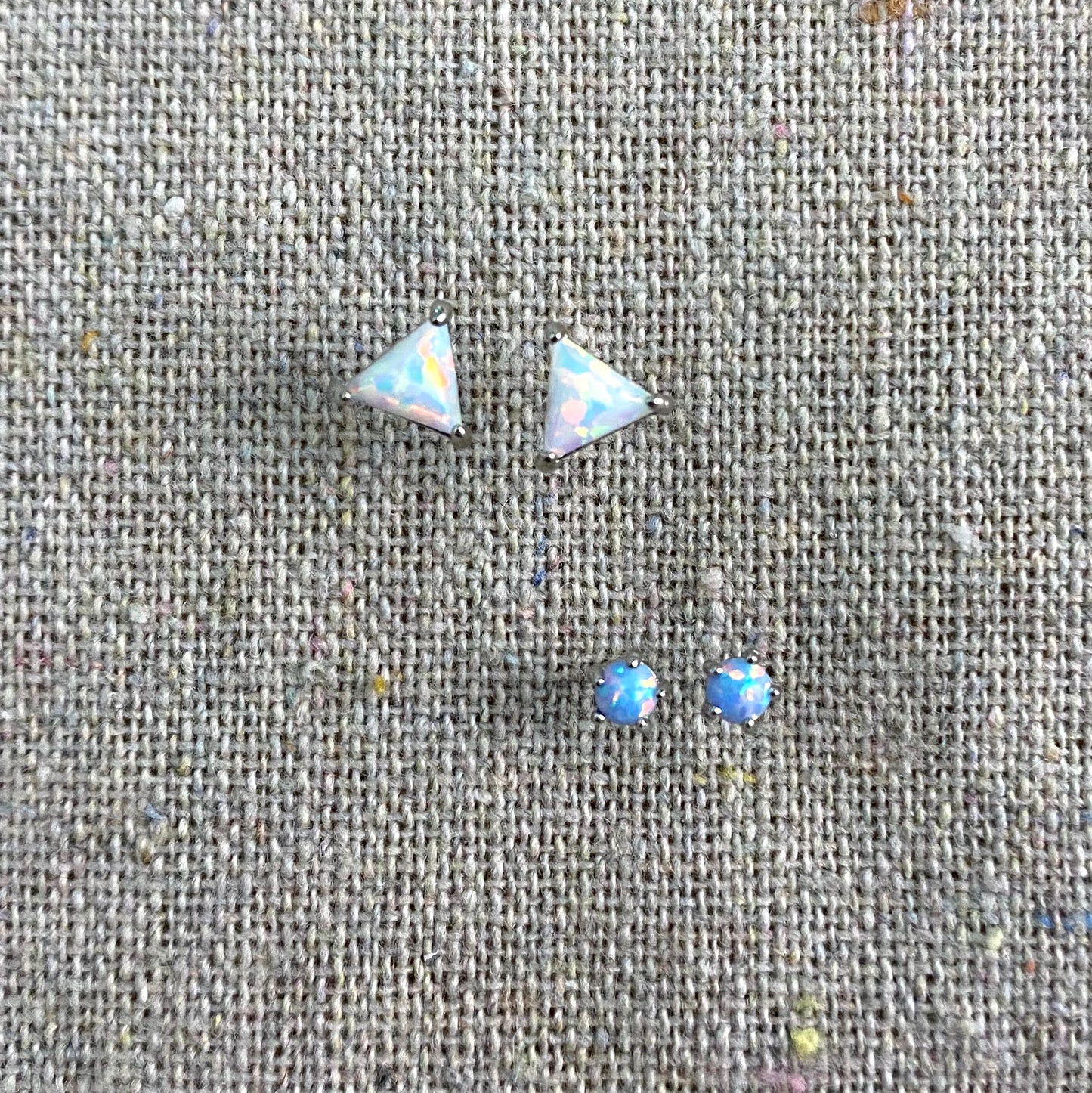 Triangulum Posts • White Opal • Rhodium