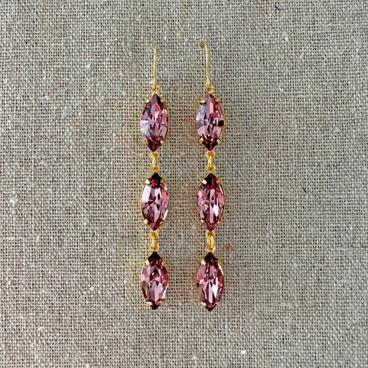 Extra Long Dangling Marquise Earrings