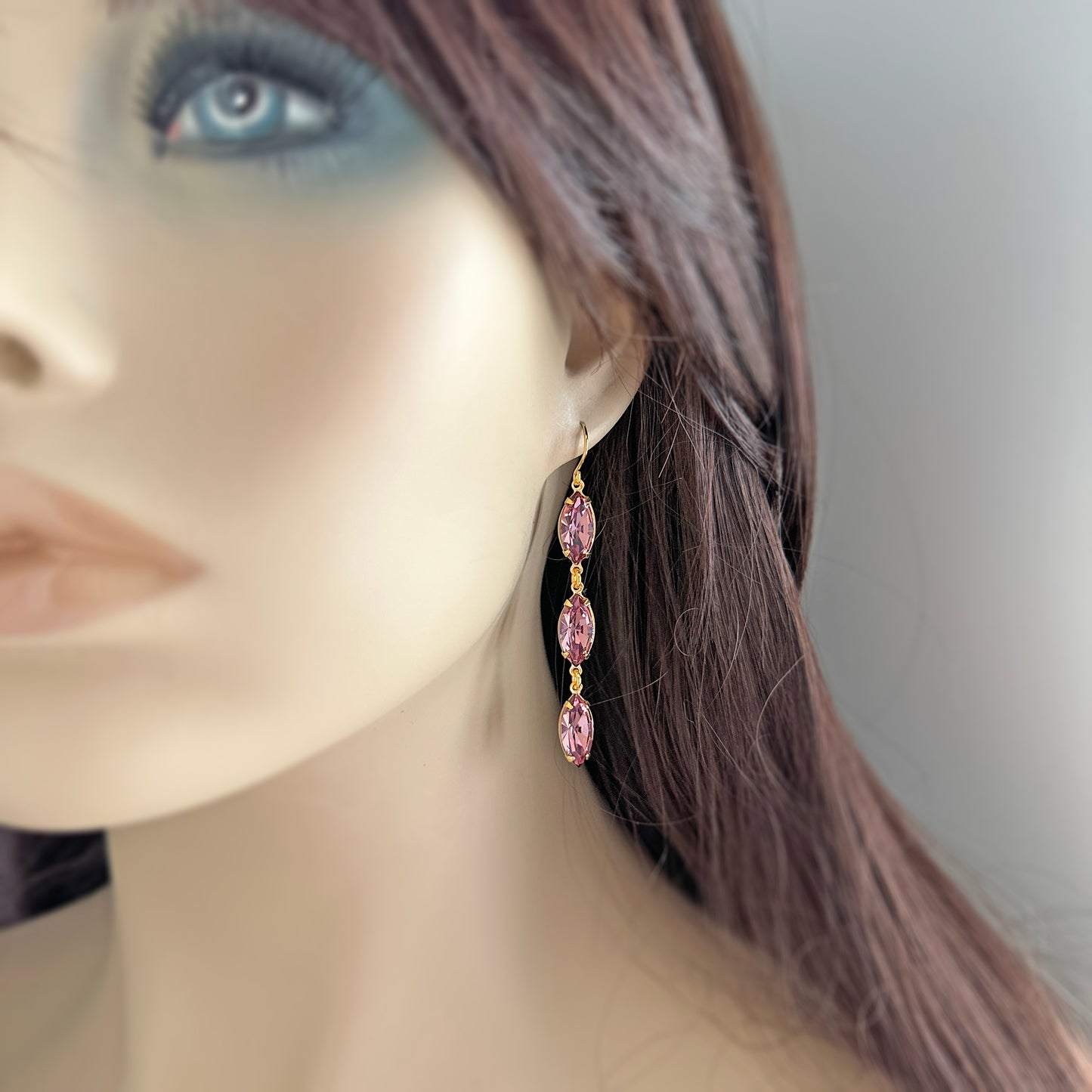 Extra Long Dangling Marquise Earrings