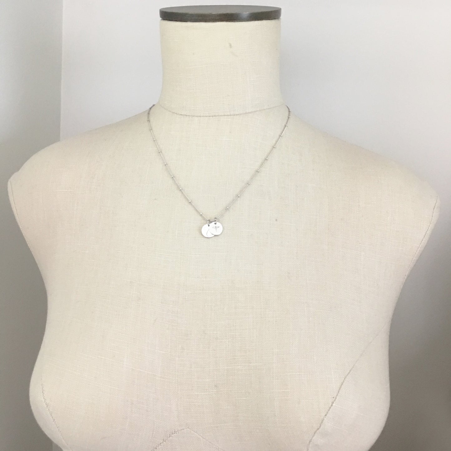 Monogram & Caduceus Coin Charm Necklace