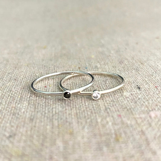 Micro Stone Stacking Ring • Sterling