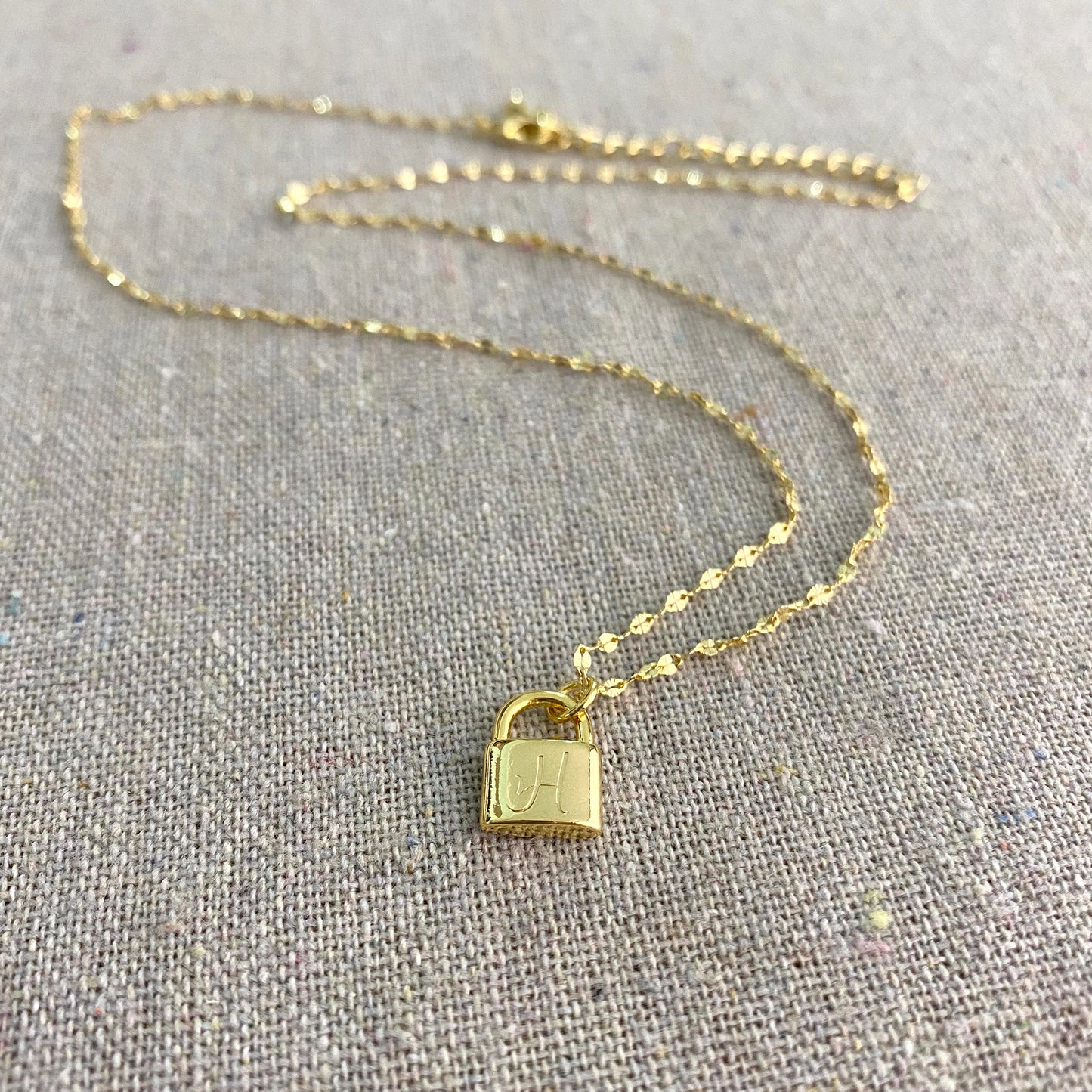 Mini Padlock Initial Necklace