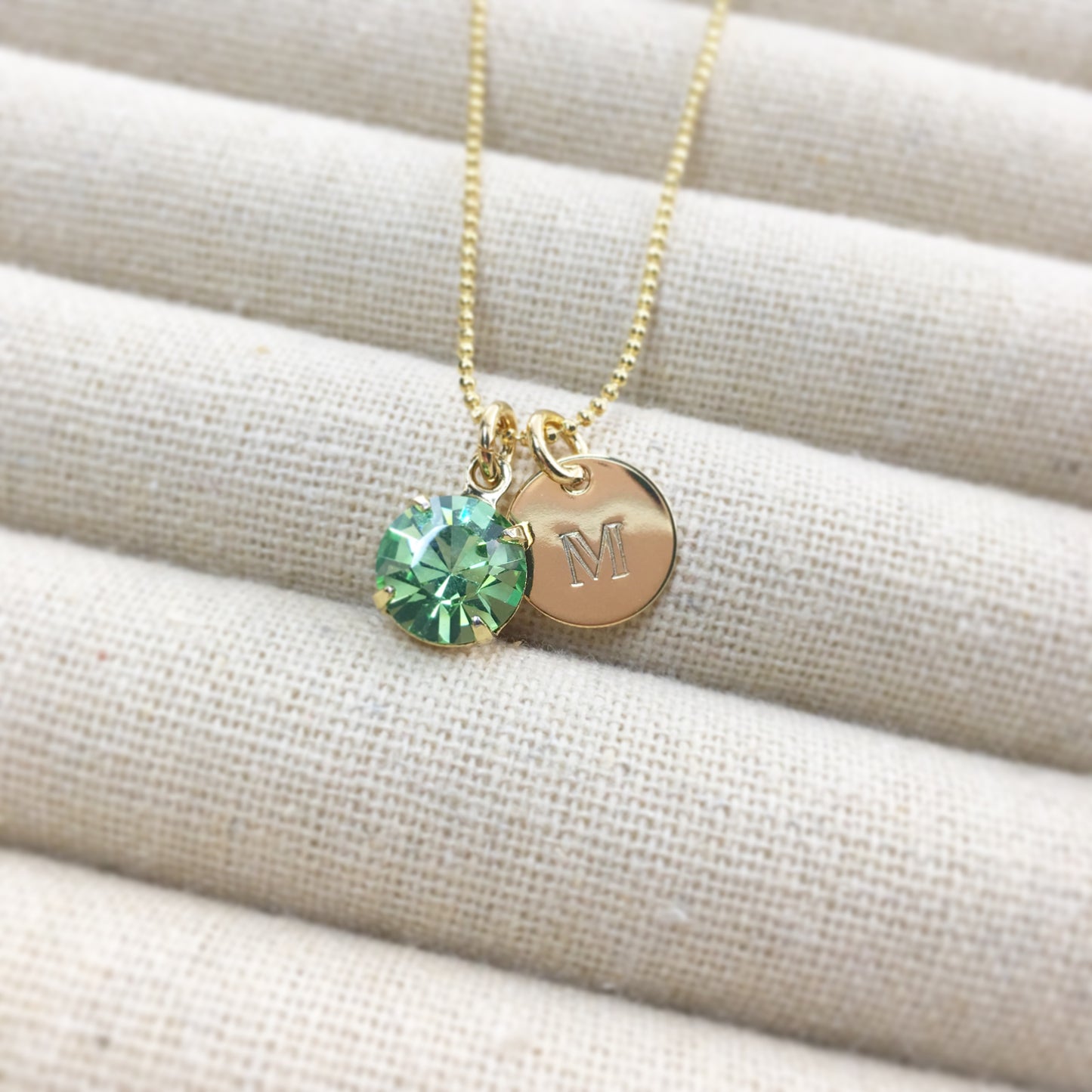 Swarovski Crystal Birthstone Necklace Monogram Initial Charm by Heatherly Jewelry