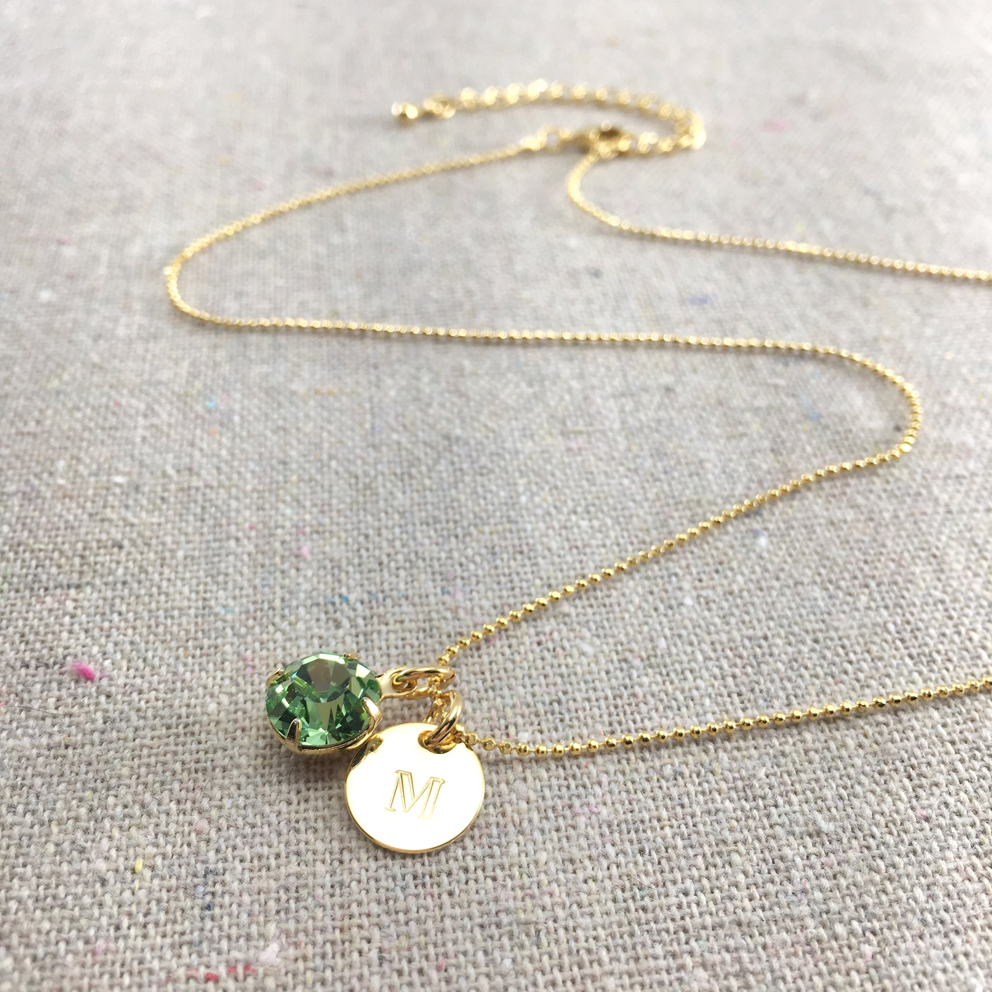 Swarovski Crystal Birthstone Necklace Monogram Initial Charm by Heatherly Jewelry