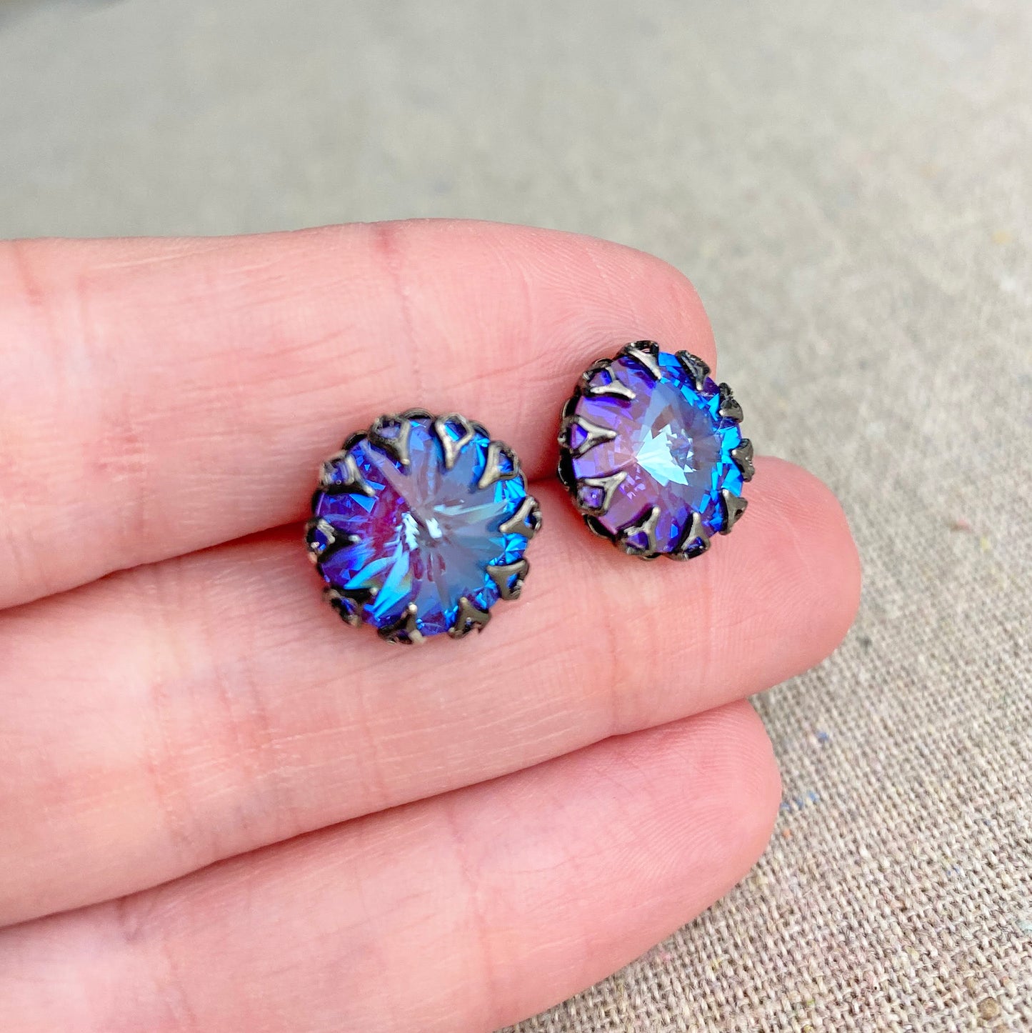 Rivoli Gothic Crown Post Earrings • 12mm