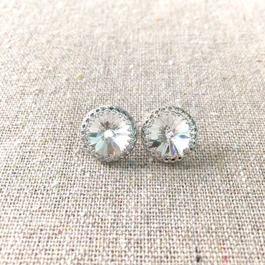 Large Rivoli Crown Post Earrings