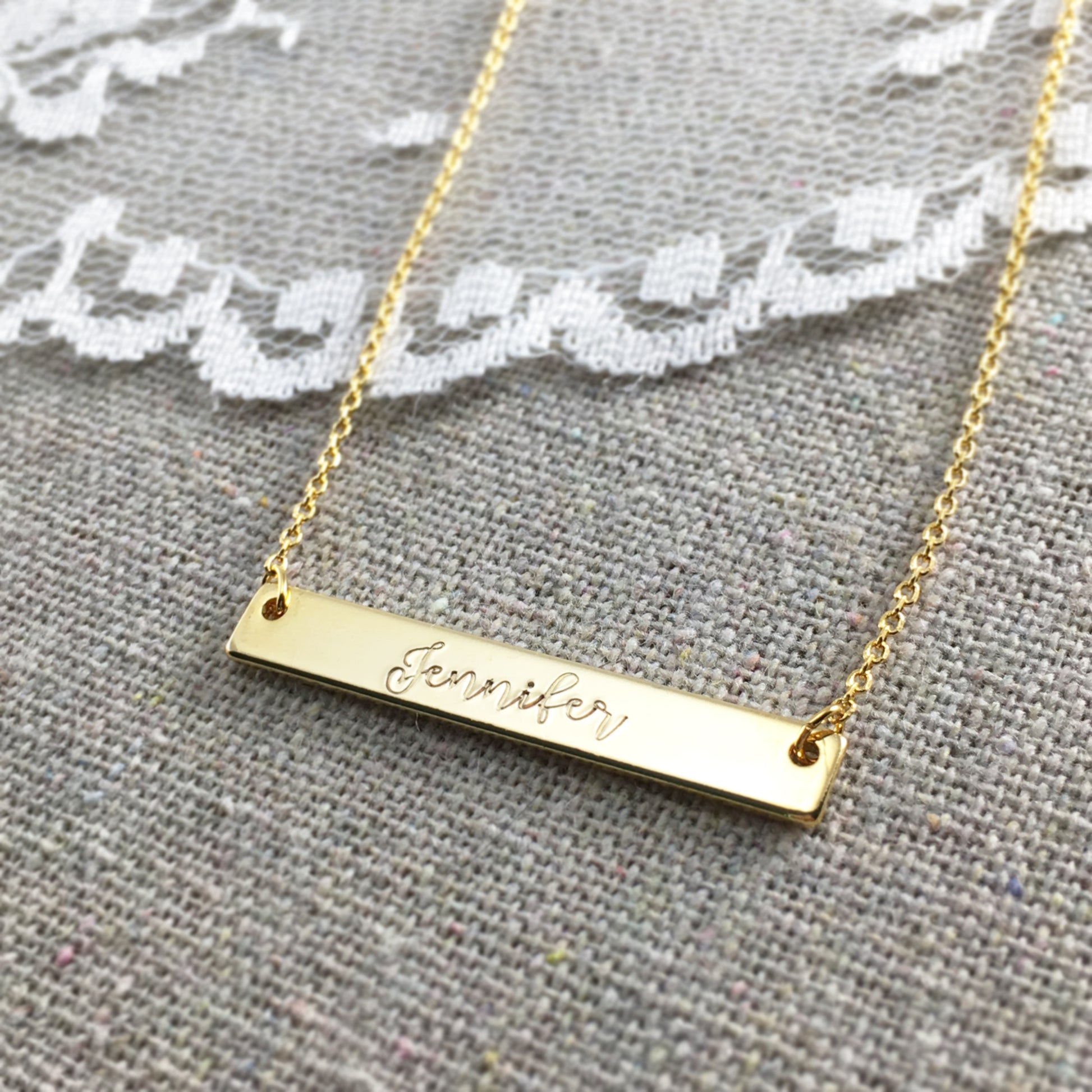 Nameplate Bar Necklace Heatherly Jewelry