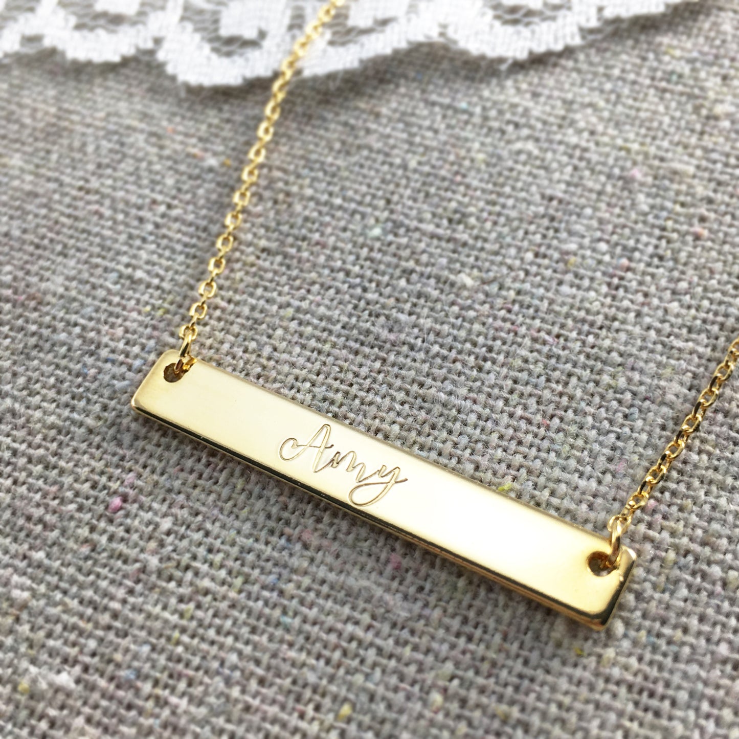 Nameplate Bar Necklace Heatherly Jewelry