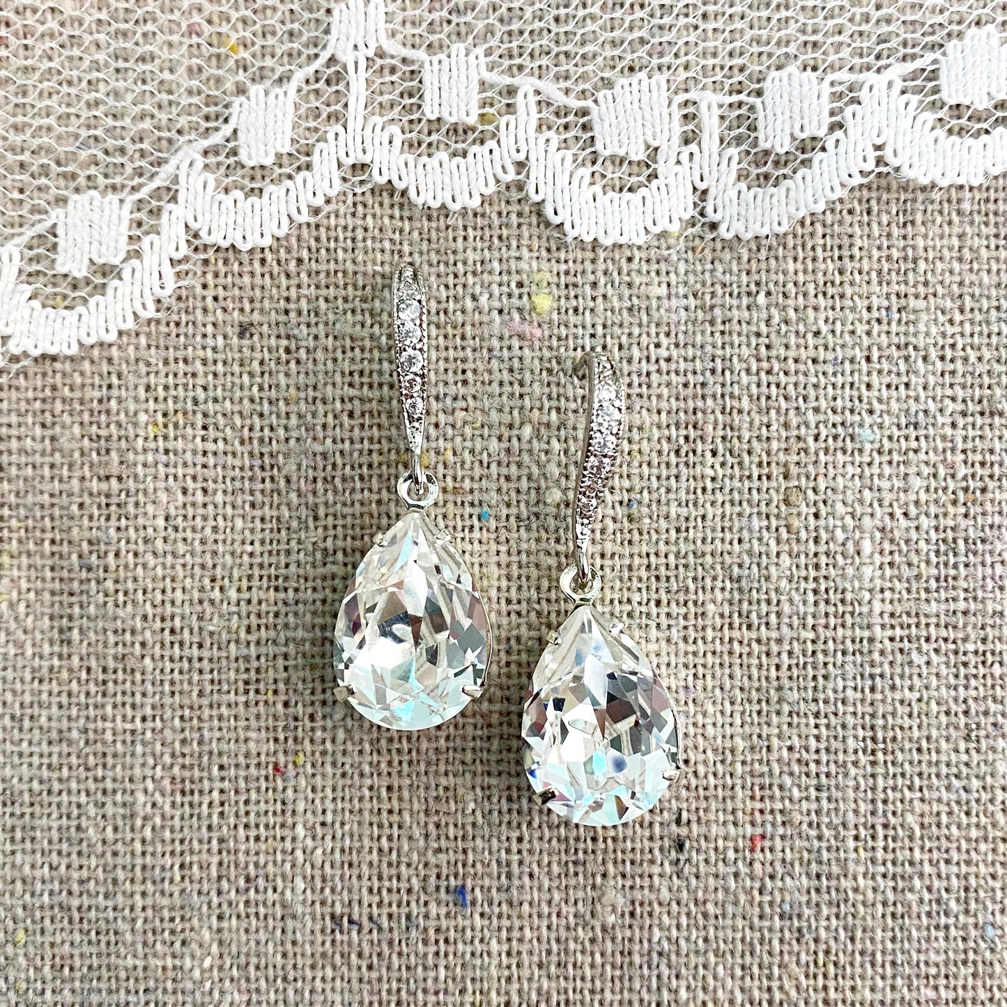Pear Pavé Earrings • Medium