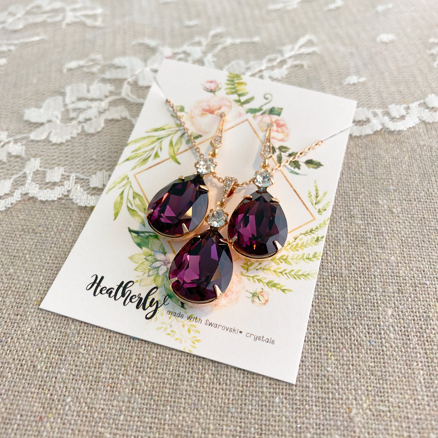 Pear Double Earrings & Necklace Set