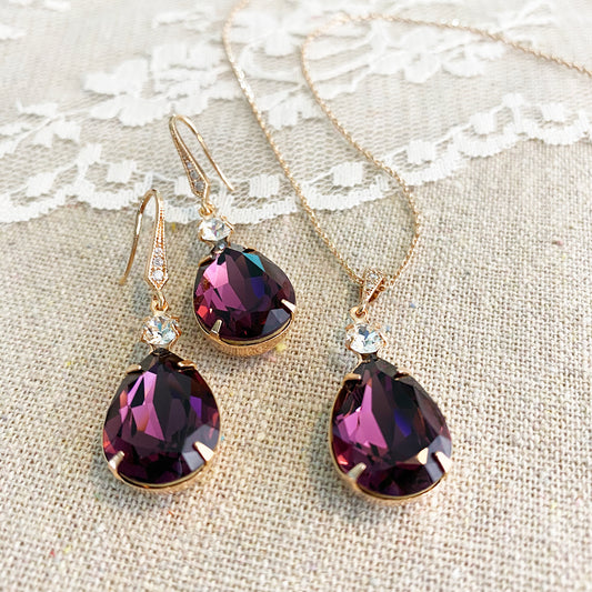 Pear Double Earrings & Necklace Set