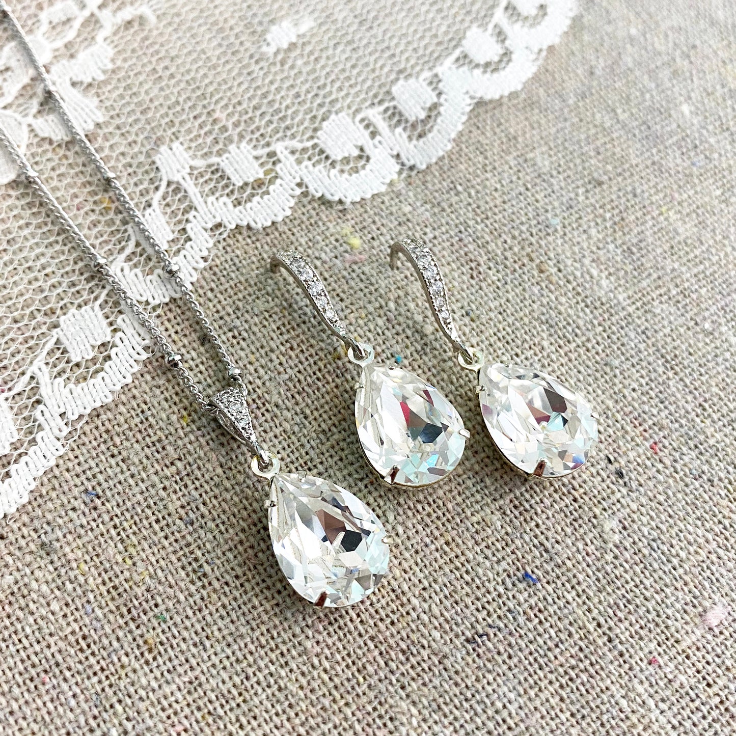 Pear Pavé Earrings • Medium