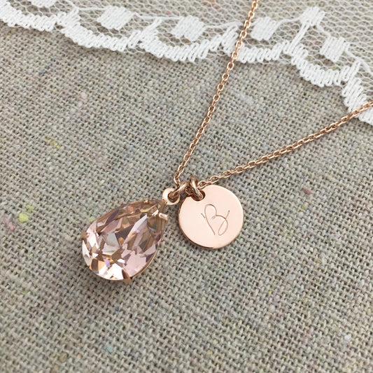 Pear Initial Necklace