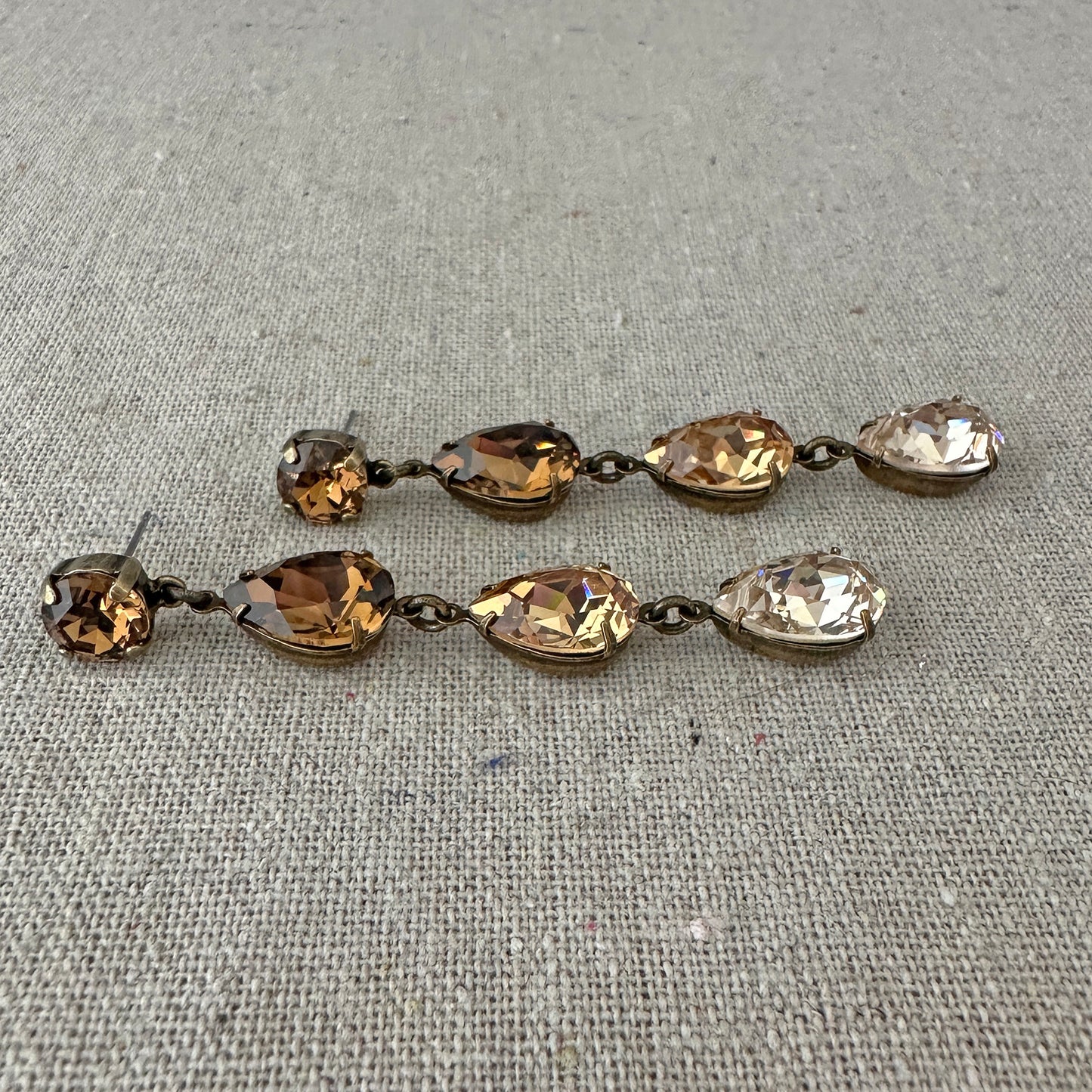 Triple Pear Long Post Earrings • Brown Ombre