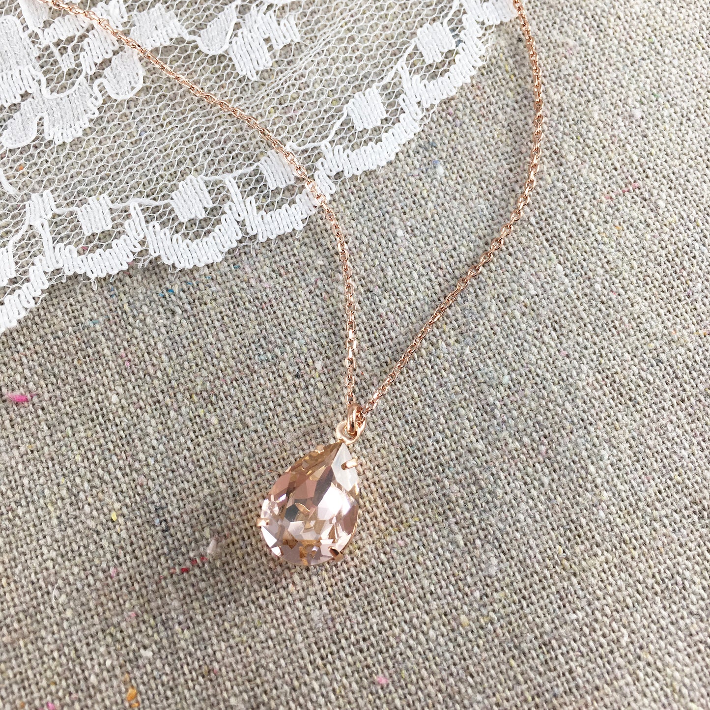 Blush Pink Rose Gold Swarovski Crystal Necklace