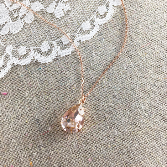 Blush Pink Rose Gold Swarovski Crystal Necklace