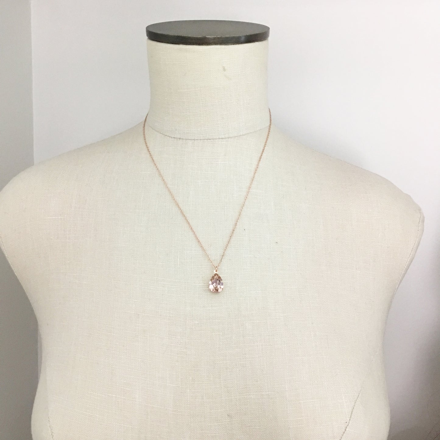 Blush Pink Rose Gold Swarovski Crystal Necklace