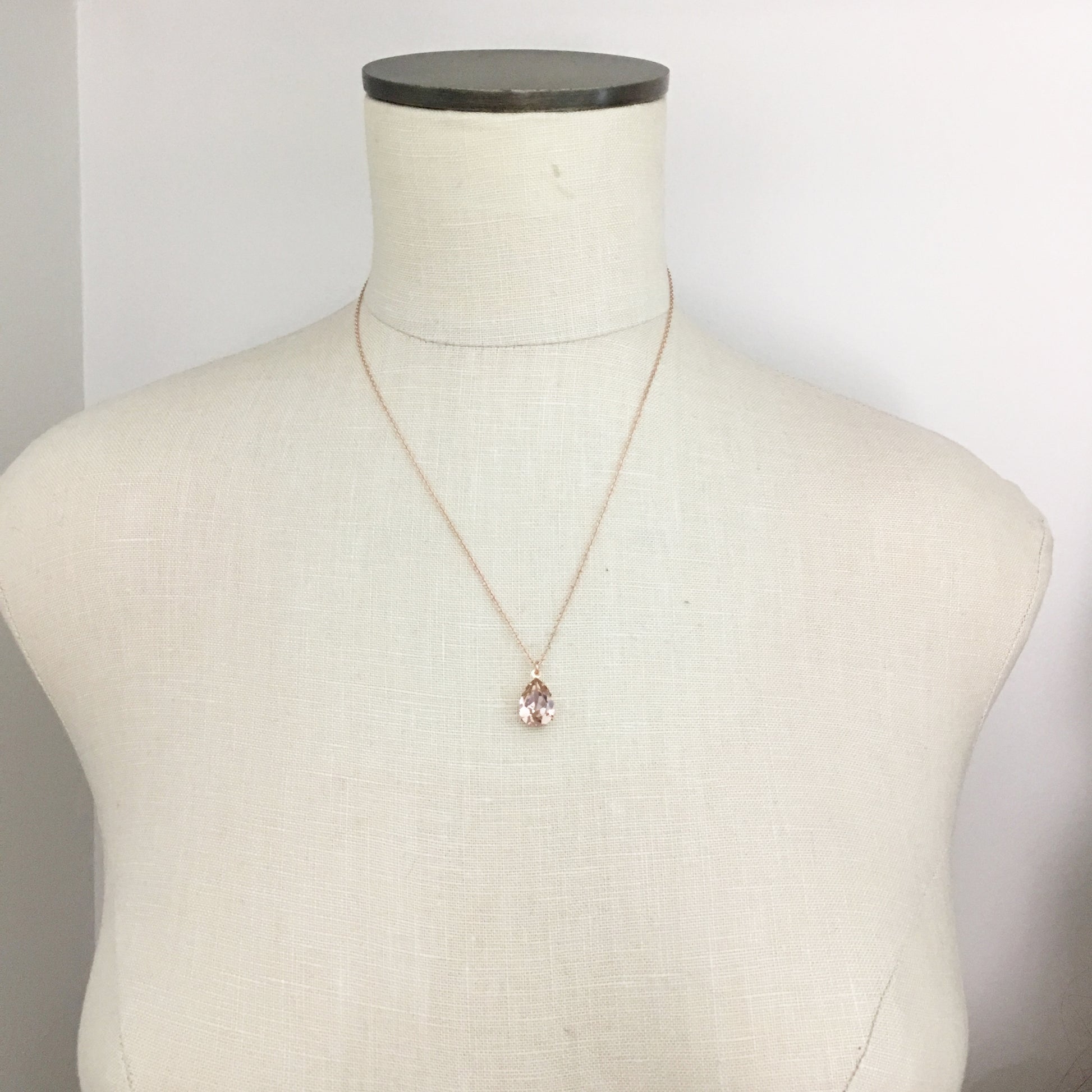 Blush Pink Rose Gold Swarovski Crystal Necklace