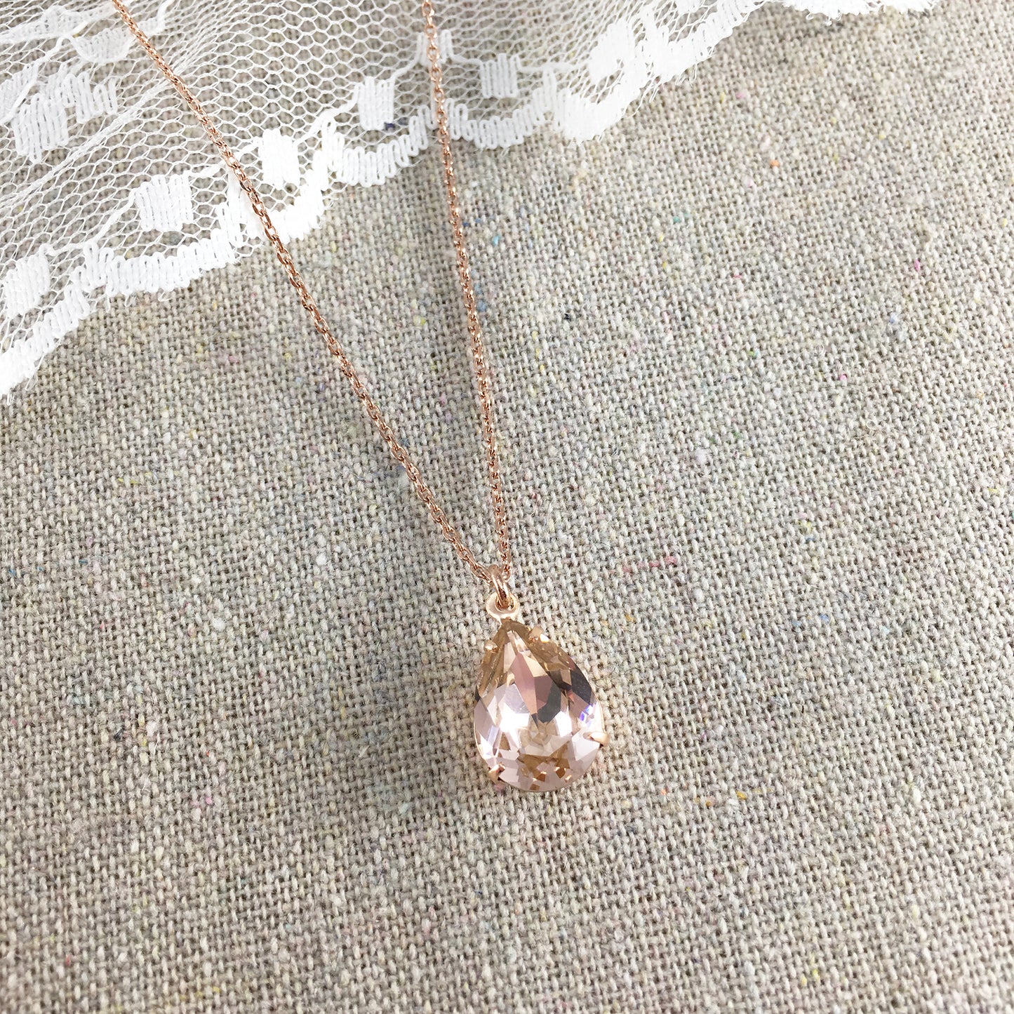 Blush Pink Rose Gold Swarovski Crystal Necklace
