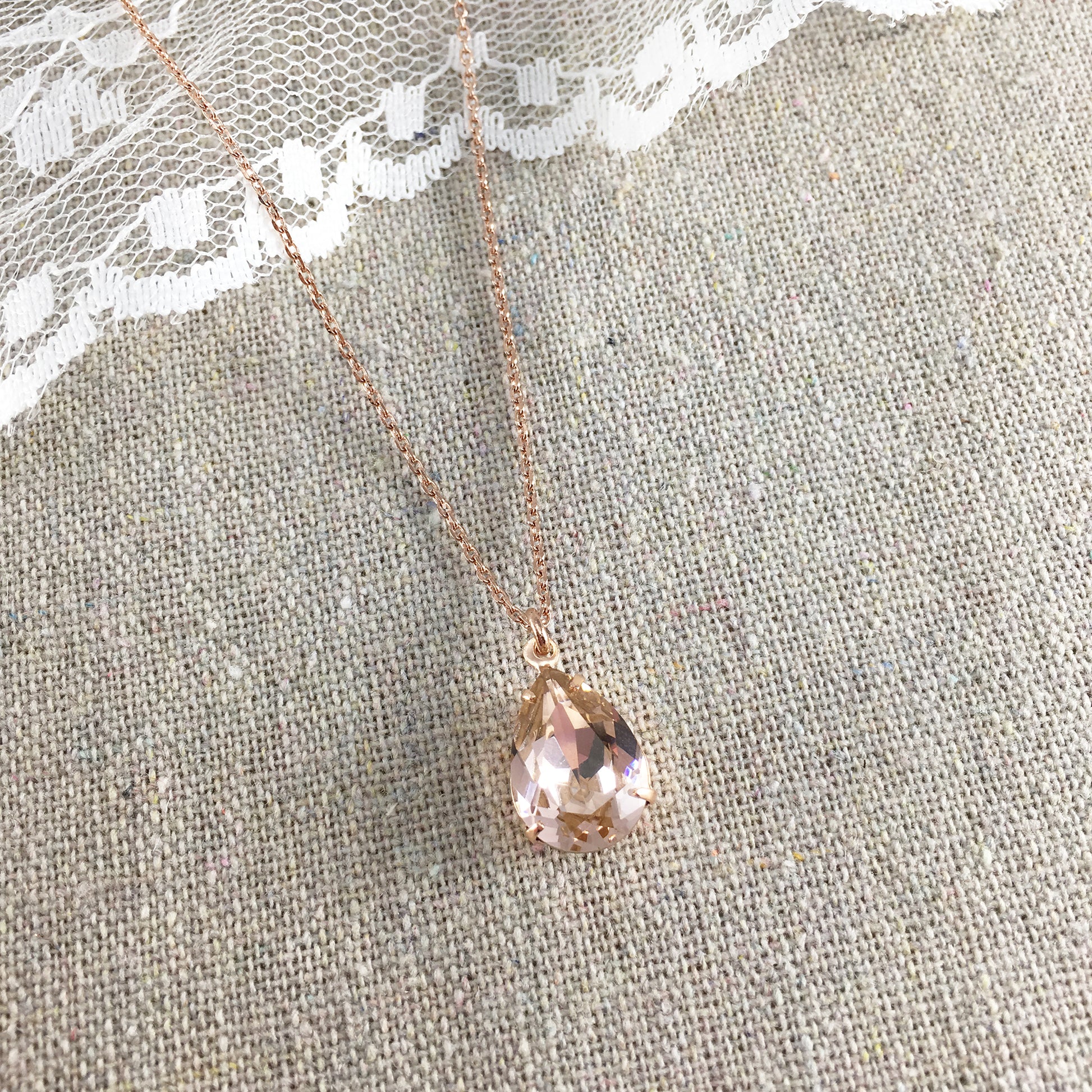 Blush Pink Rose Gold Swarovski Crystal Necklace
