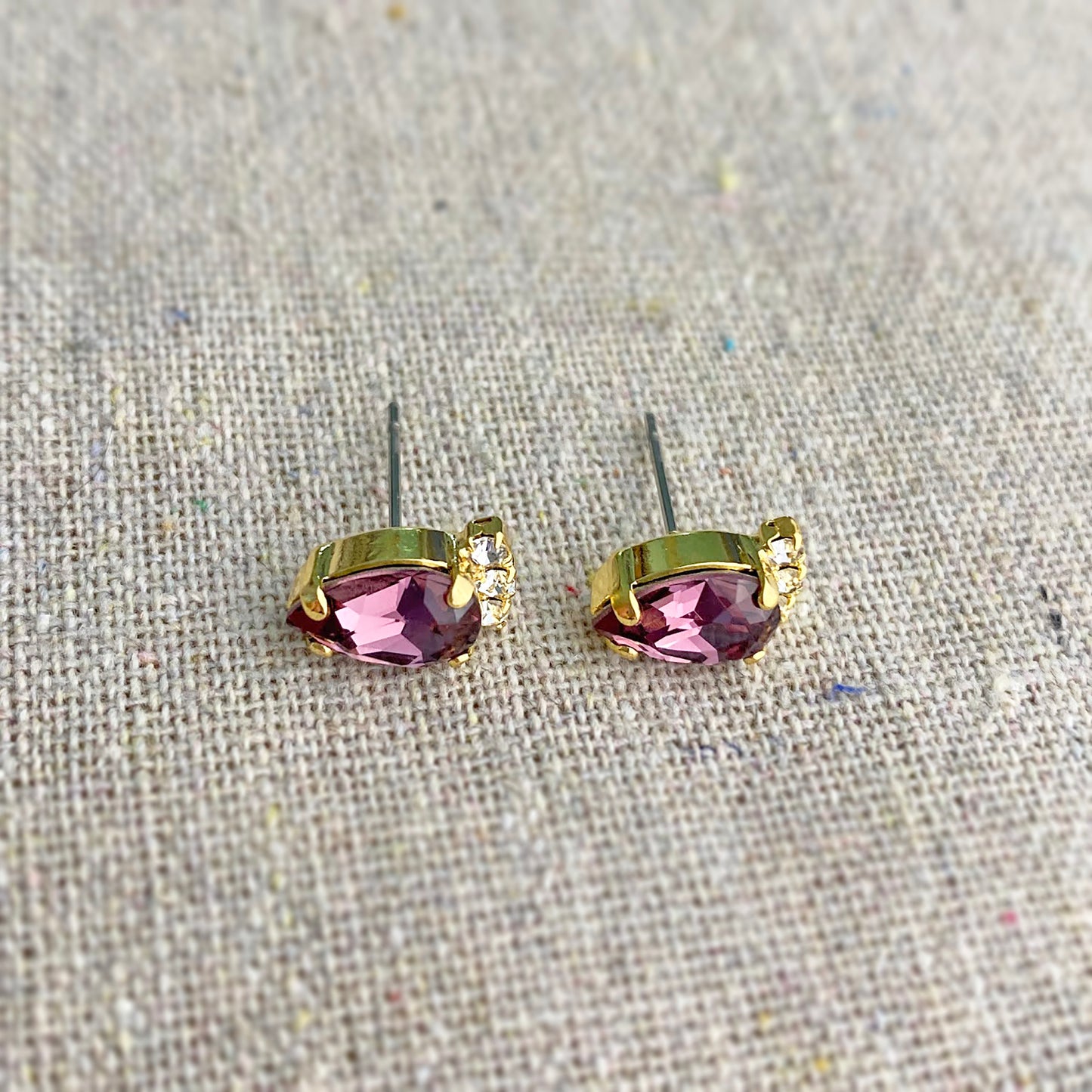 Tiny Pear Partial Halo Post Earrings