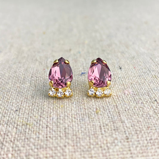 Tiny Pear Partial Halo Post Earrings