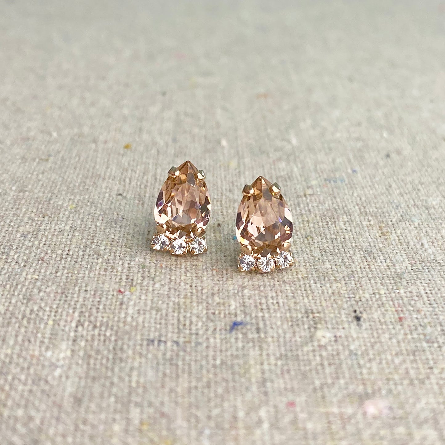 Tiny Pear Partial Halo Post Earrings