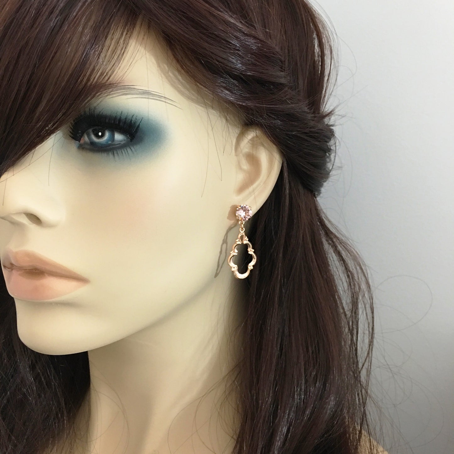 Diamante Quatrefoil Dangling Post Earrings