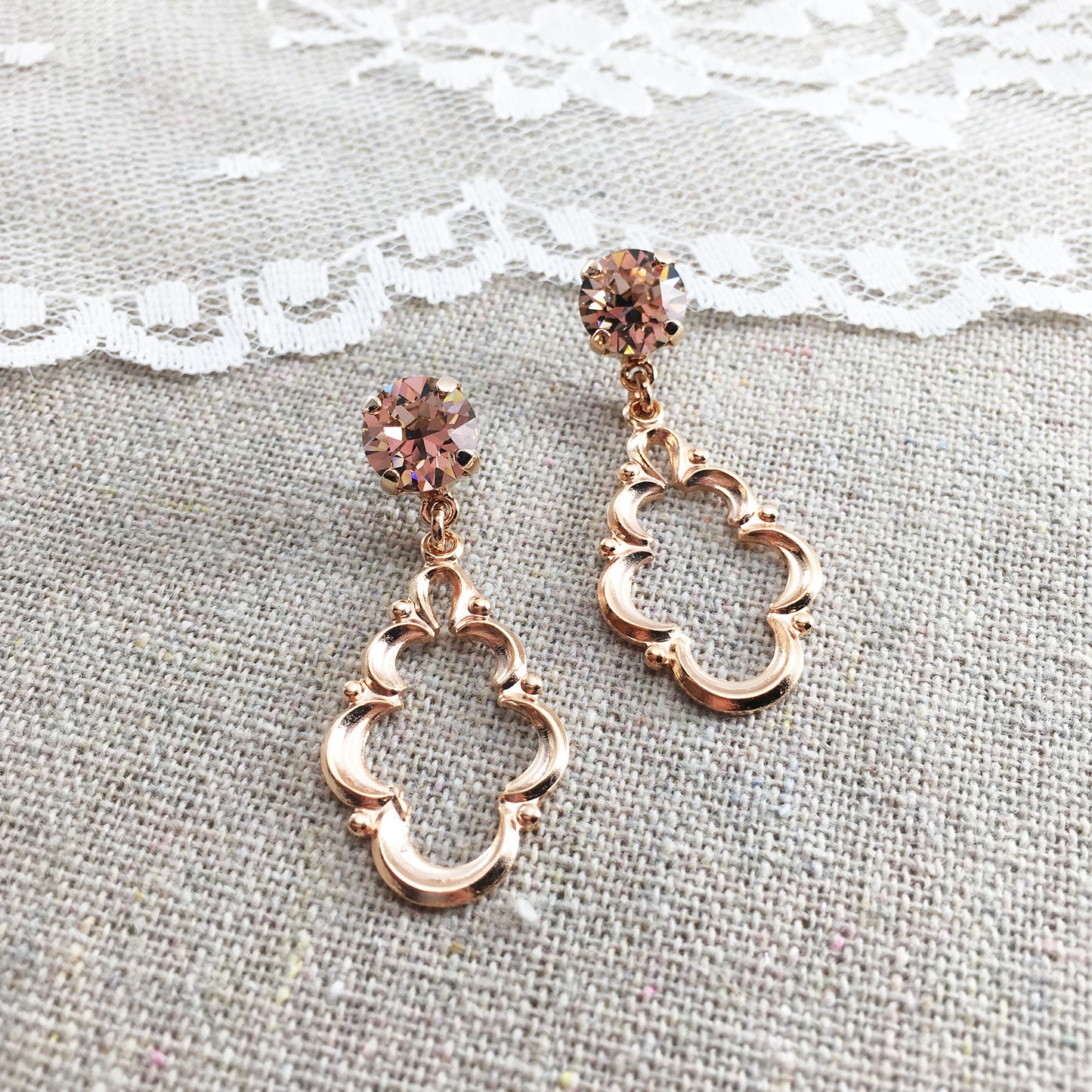 Diamante Quatrefoil Dangling Post Earrings