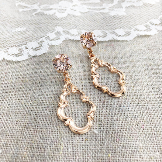 Diamante Quatrefoil Dangling Post Earrings