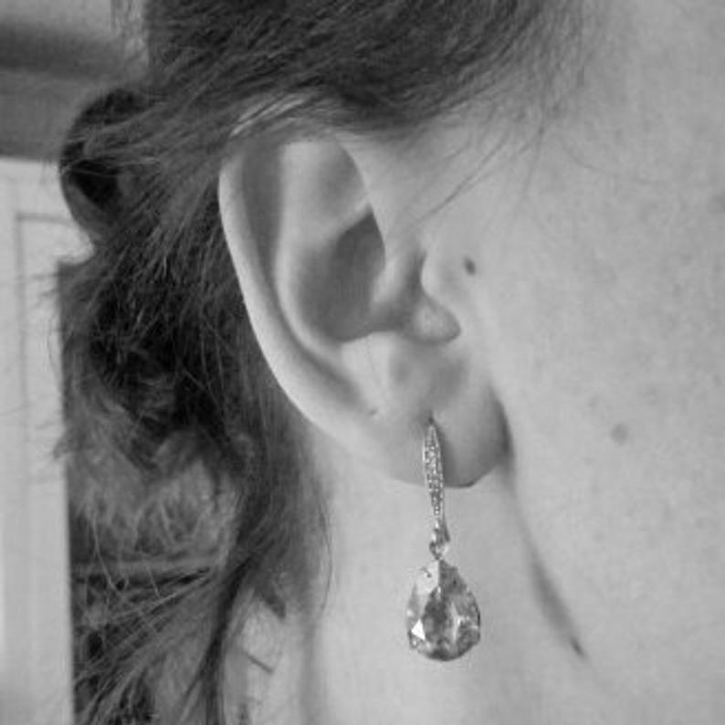 Medium Pear Pavé Necklace & Earrings • Crystal