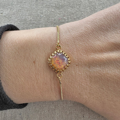 Harlequin Opal Slider Bracelet • Large Cushion