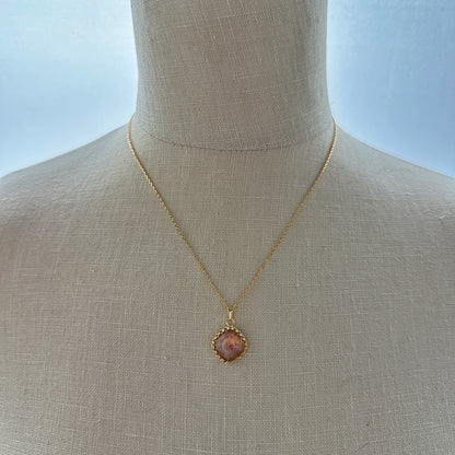 Harlequin Opal Solitaire Necklace • Large Cushion