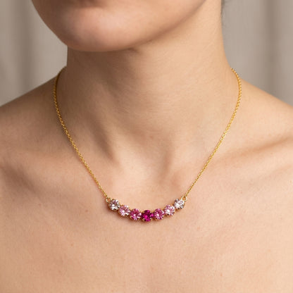 Diamante Petite Curved Bar Necklace • Fuchsia Ombre