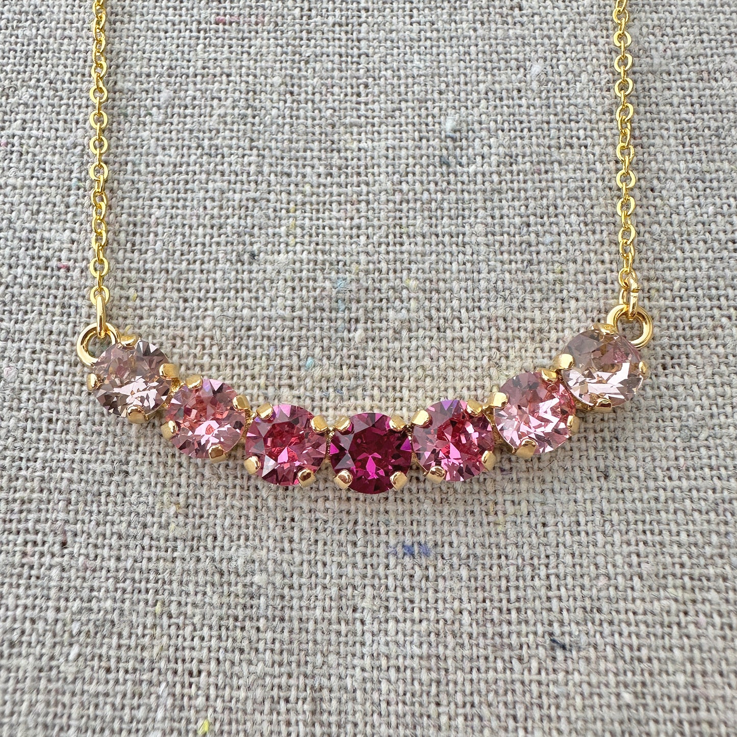 Diamante Petite Curved Bar Necklace • Fuchsia Ombre