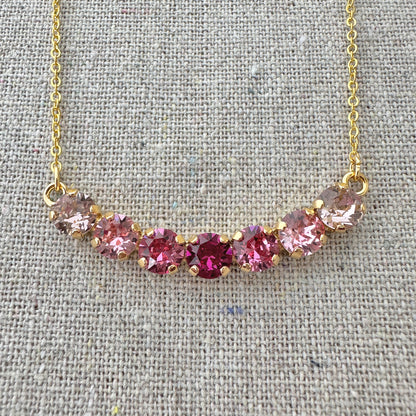 Diamante Petite Curved Bar Necklace • Fuchsia Ombre