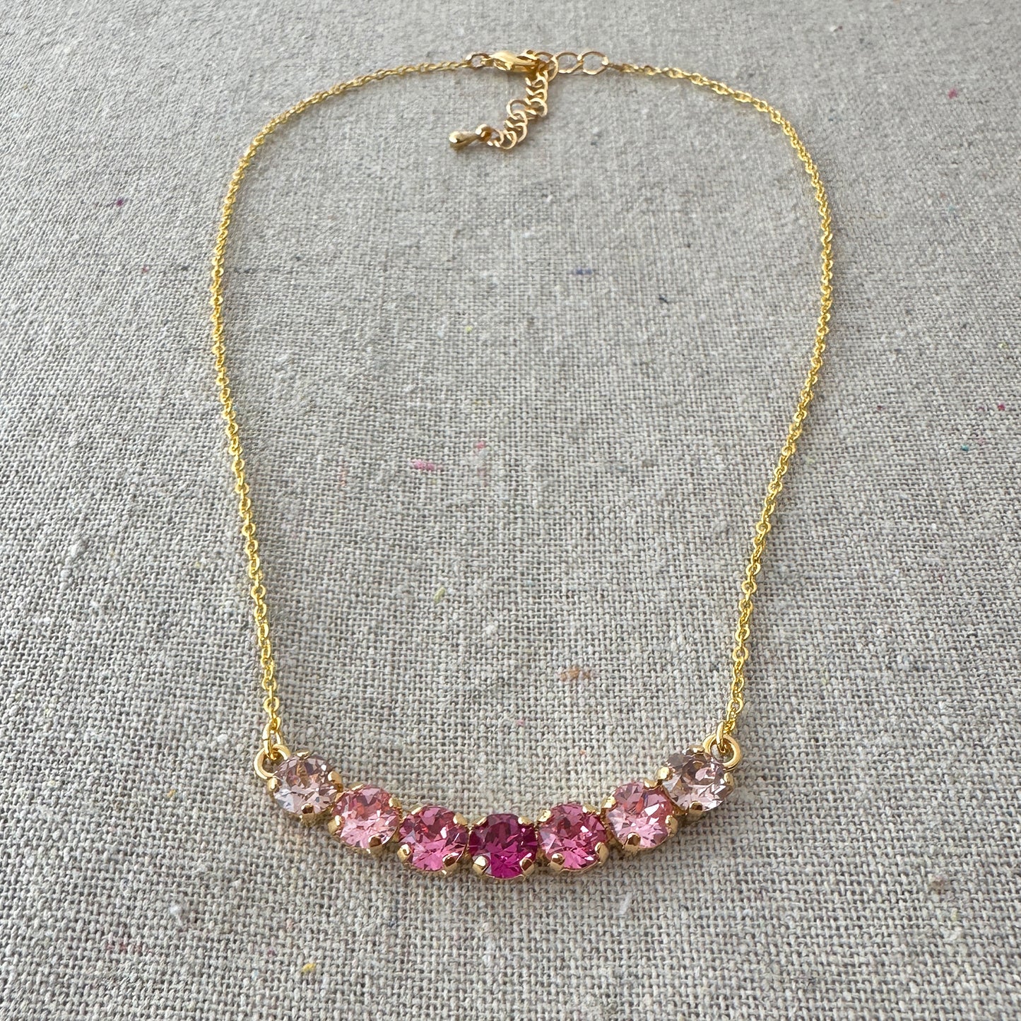Diamante Petite Curved Bar Necklace • Fuchsia Ombre