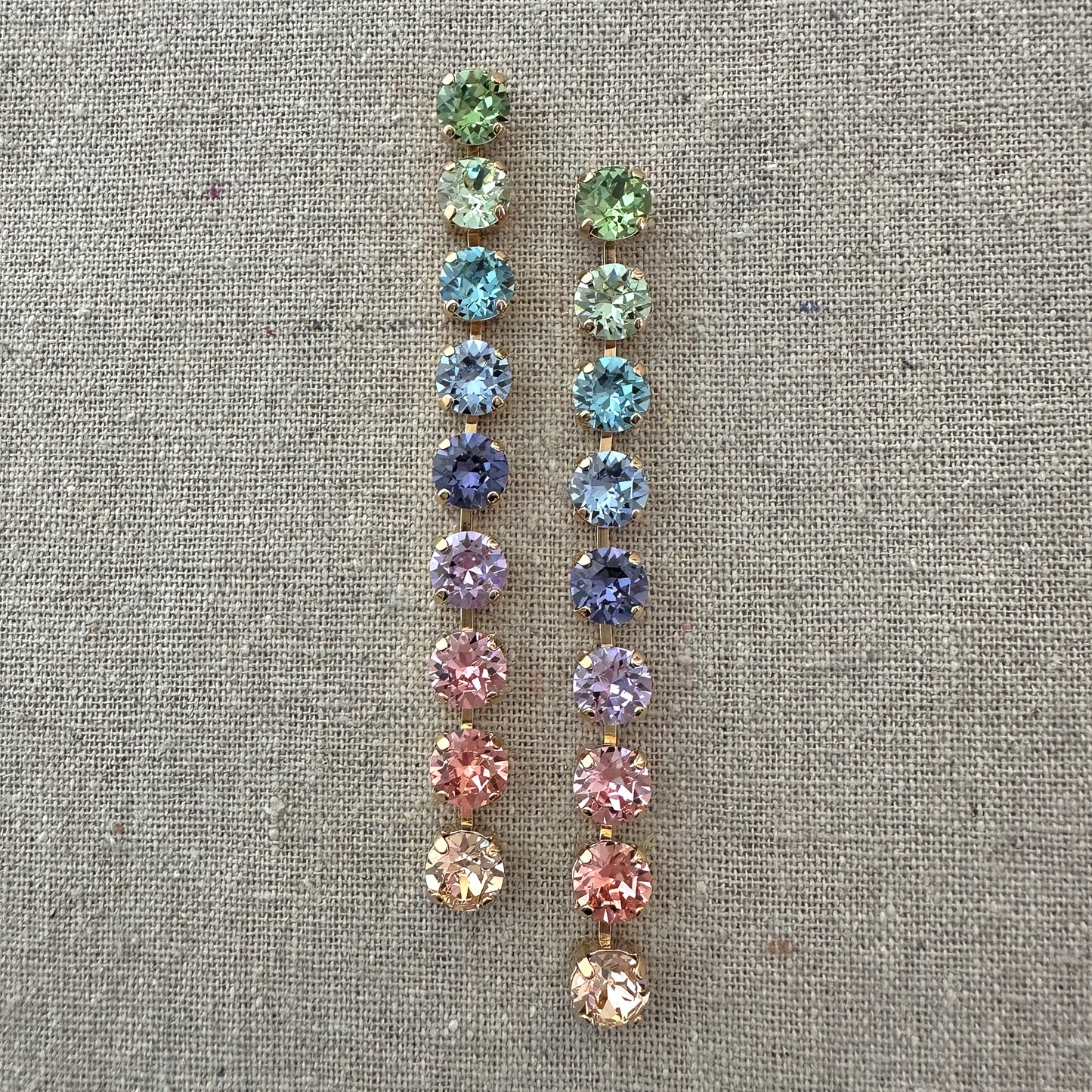 Diamante Statement Duster Post Earrings • 8mm • Pastel Rainbow