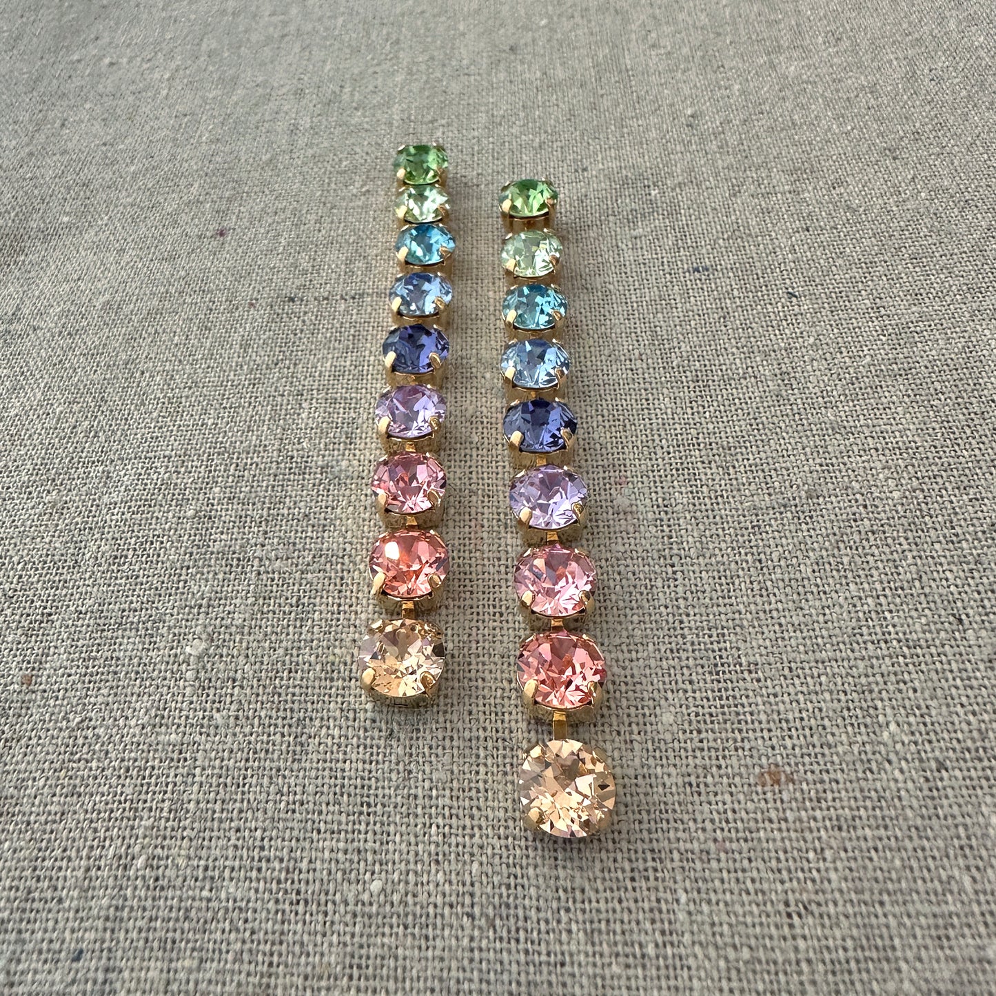 Diamante Statement Duster Post Earrings • 8mm • Pastel Rainbow