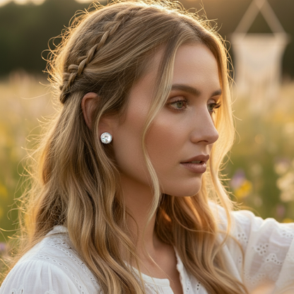 Large Rivoli Crown Post Earrings