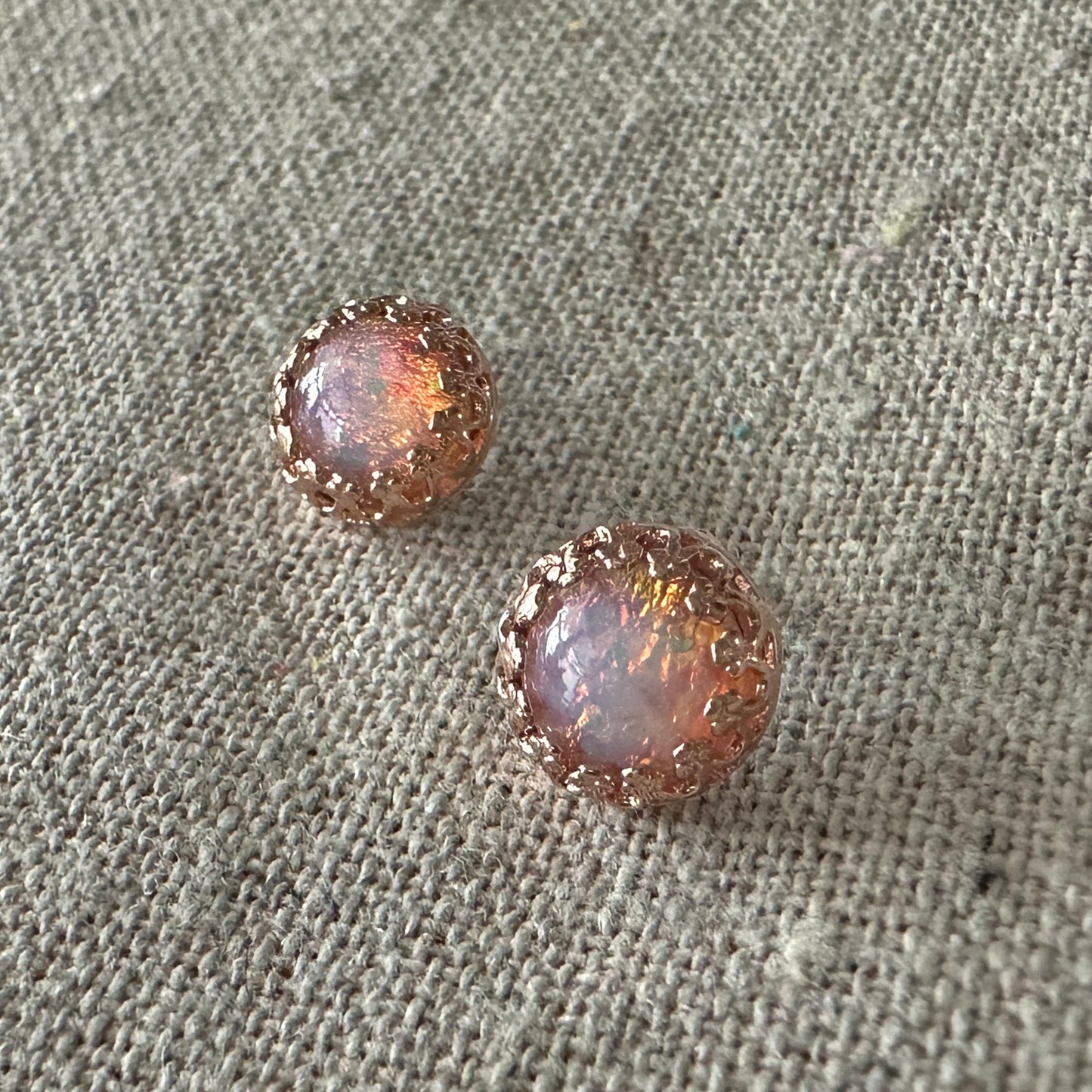 Fire Opal Crown Post Earrings • 8mm