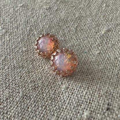 Fire Opal Crown Post Earrings • 8mm