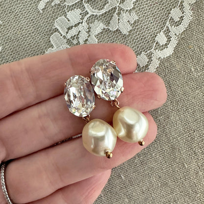 Oval Baroque Pearl Earrings